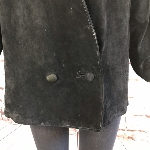 J. FOSS 80’s Vintage Black Suede jacket Size Small - Picture 9 of 16
